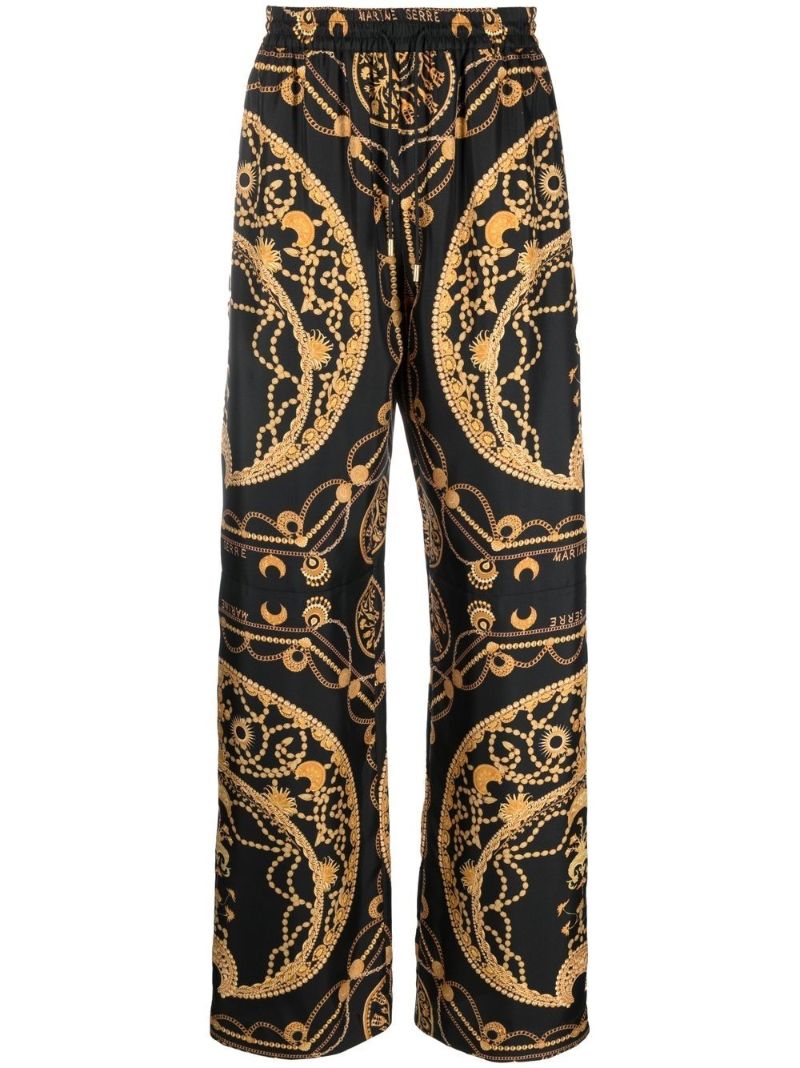 Black Ornament Jewellery Silk Pyjama Trousers
