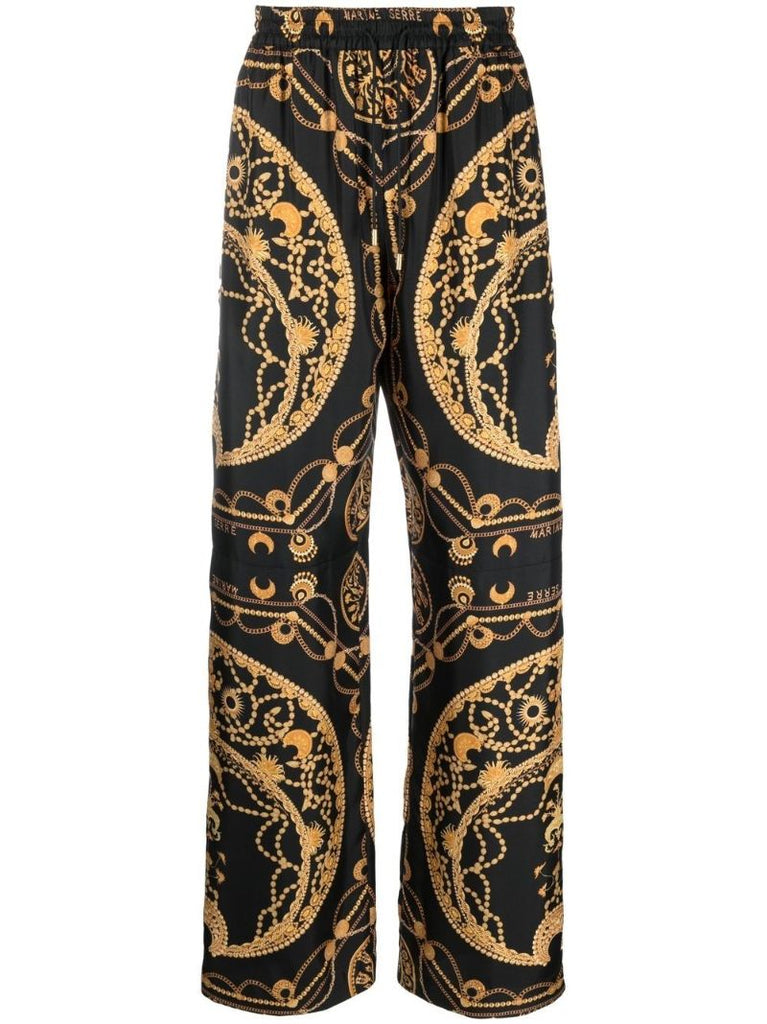 Black Ornament Jewellery Silk Pyjama Trousers