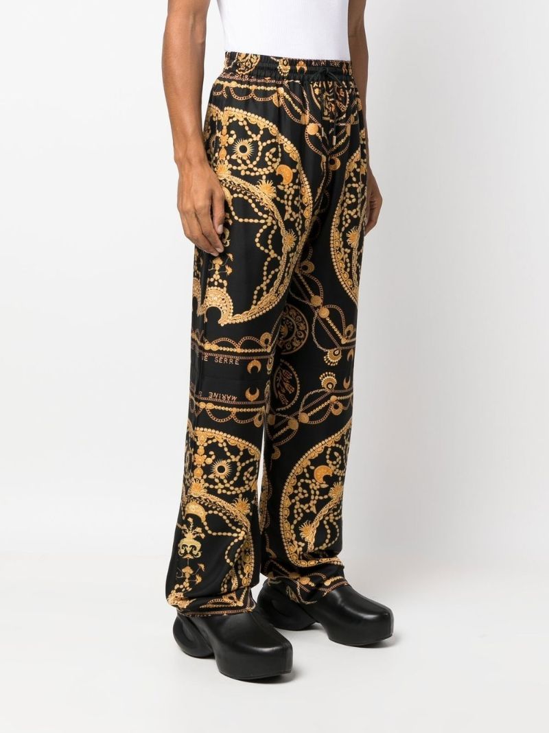 Black Ornament Jewellery Silk Pyjama Trousers