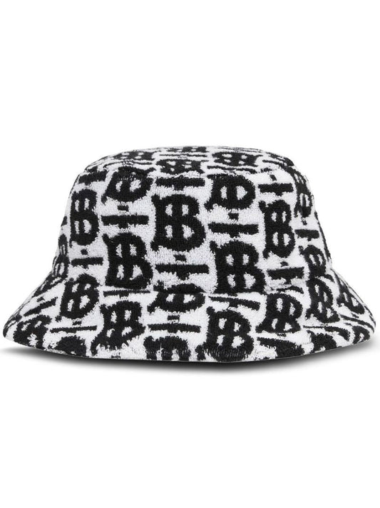 Black Monogram Print Bucket Hat