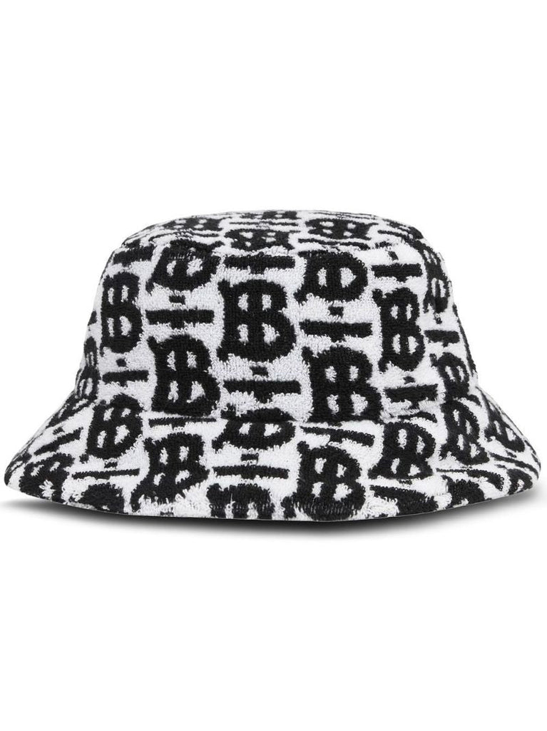 Black Monogram Print Bucket Hat