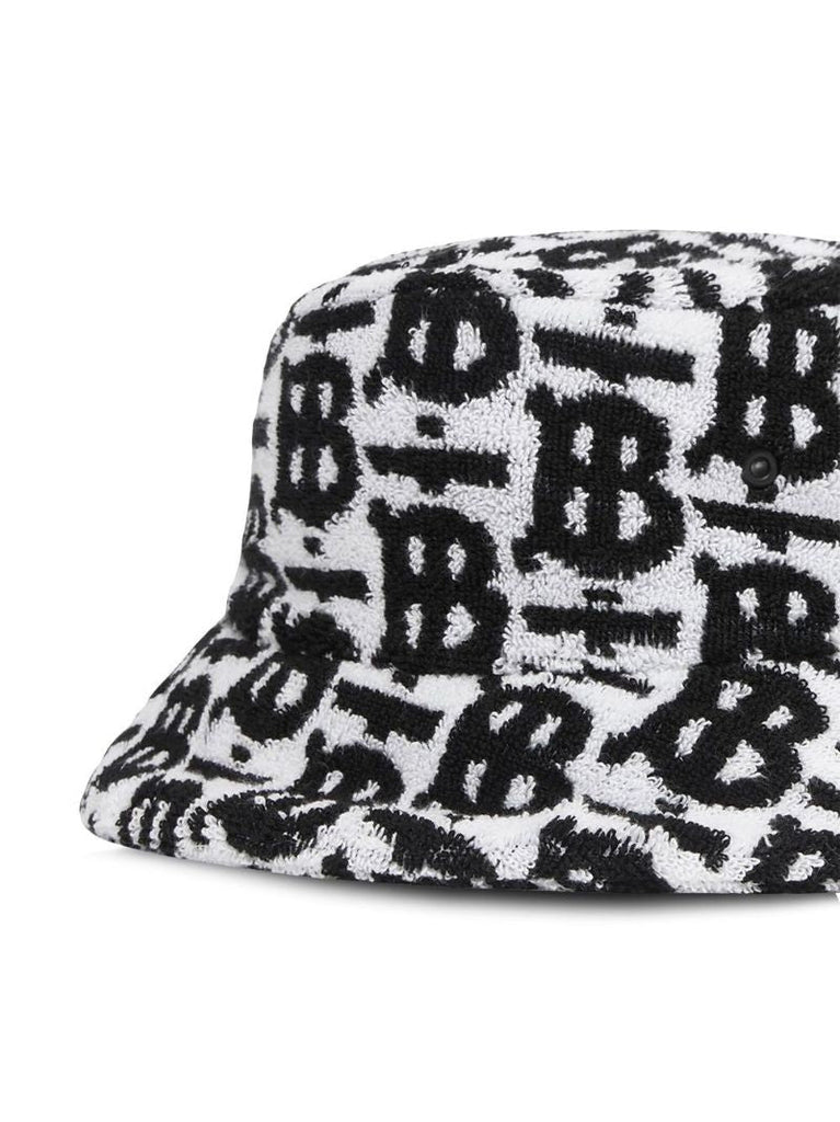 Black Monogram Print Bucket Hat