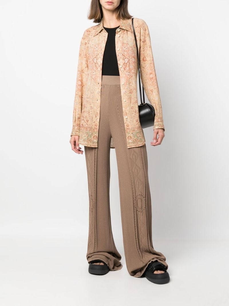 Neutral Pointelle Knit Trousers
