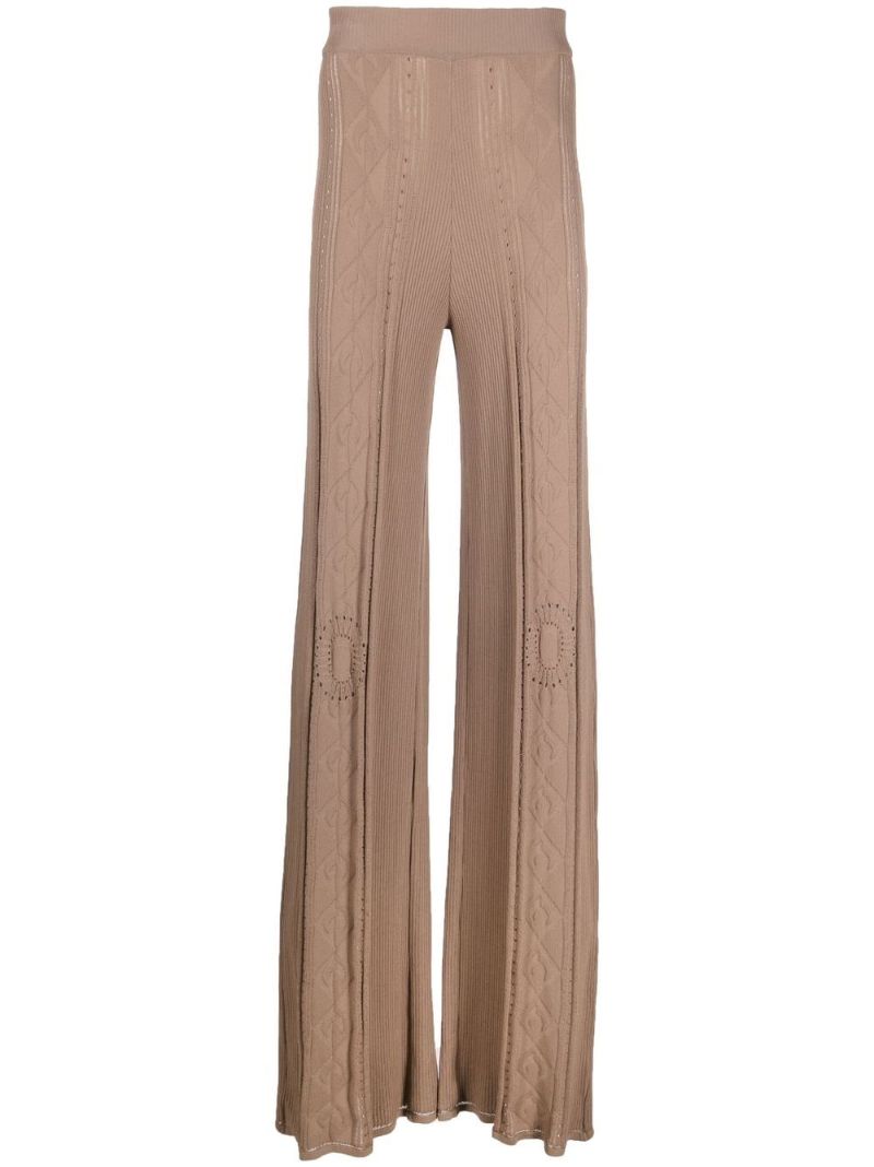 Neutral Pointelle Knit Trousers
