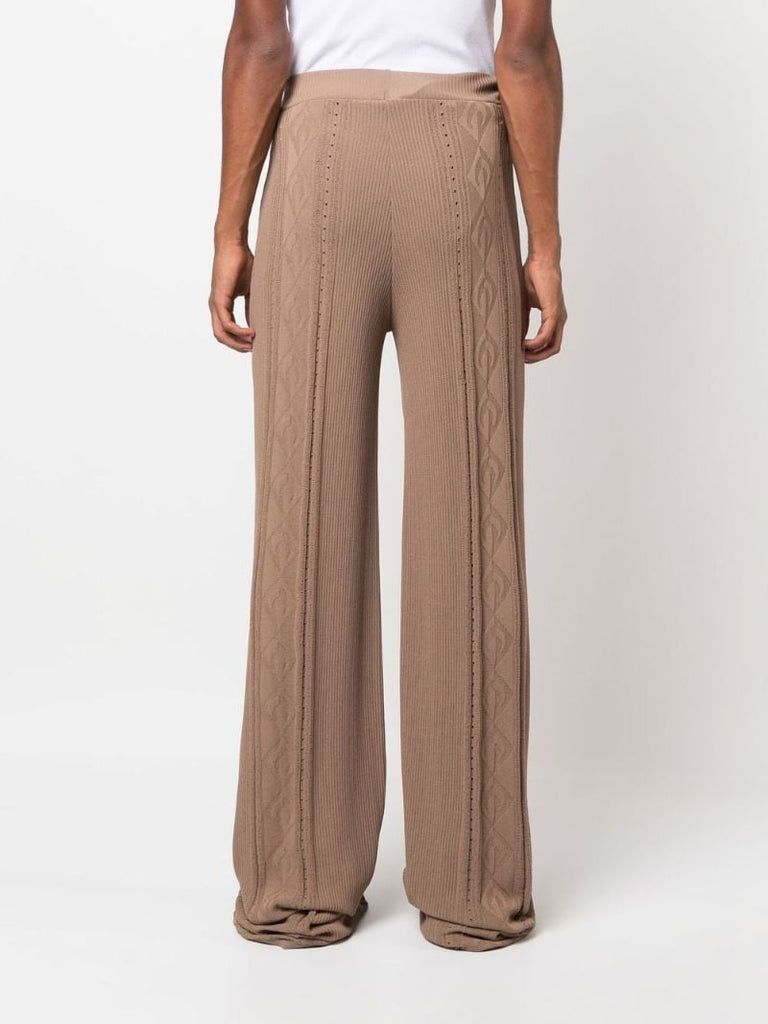 Neutral Pointelle Knit Trousers