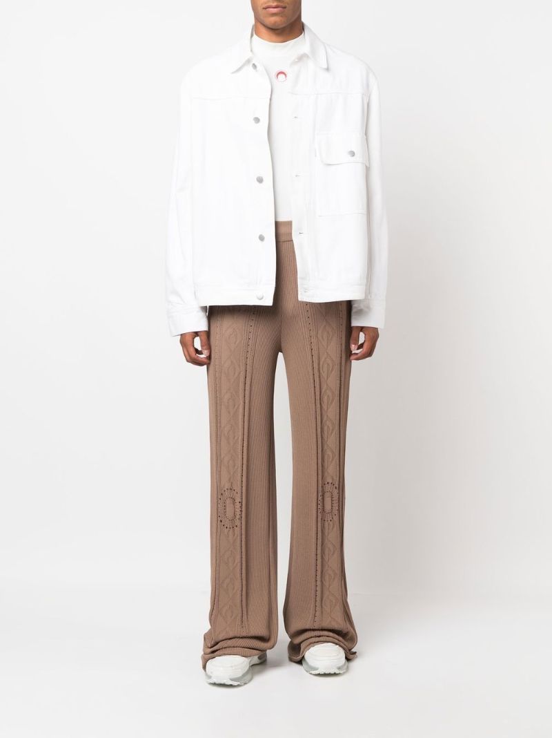 Neutral Pointelle Knit Trousers