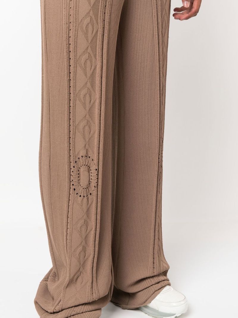 Neutral Pointelle Knit Trousers