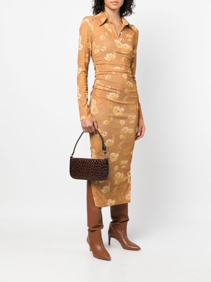 Brown Rachel Mock-croc Leather Shoulder Bag