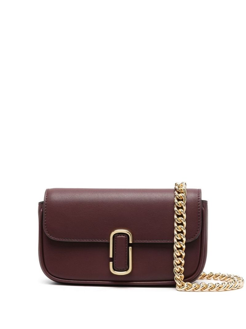 Brown J Marc Logo Strap Leather Shoulder Bag