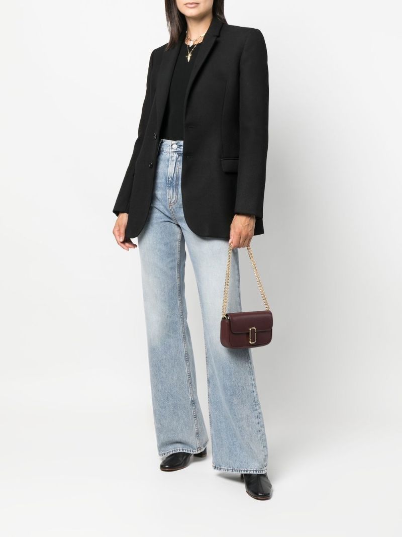 Brown J Marc Logo Strap Leather Shoulder Bag