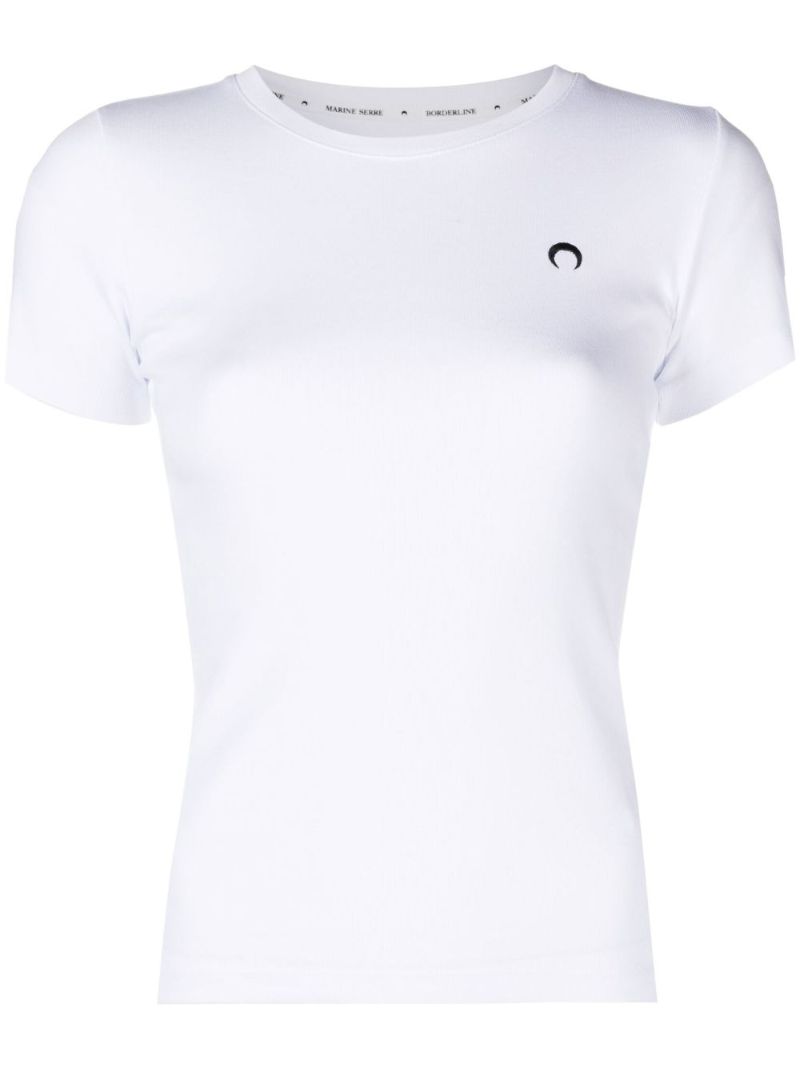 White Moon Logo Cotton T-shirt