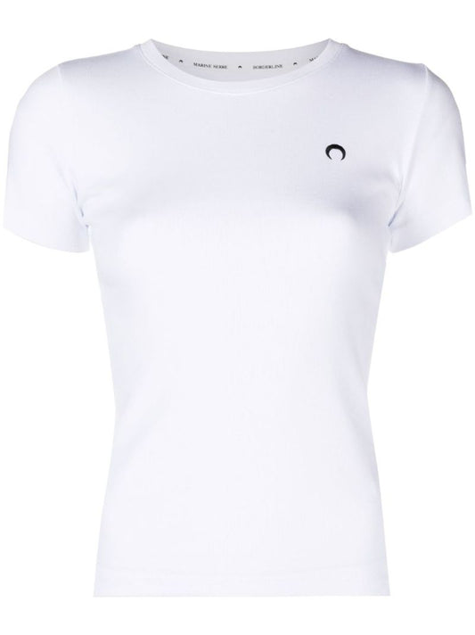 White Moon Logo Cotton T-shirt