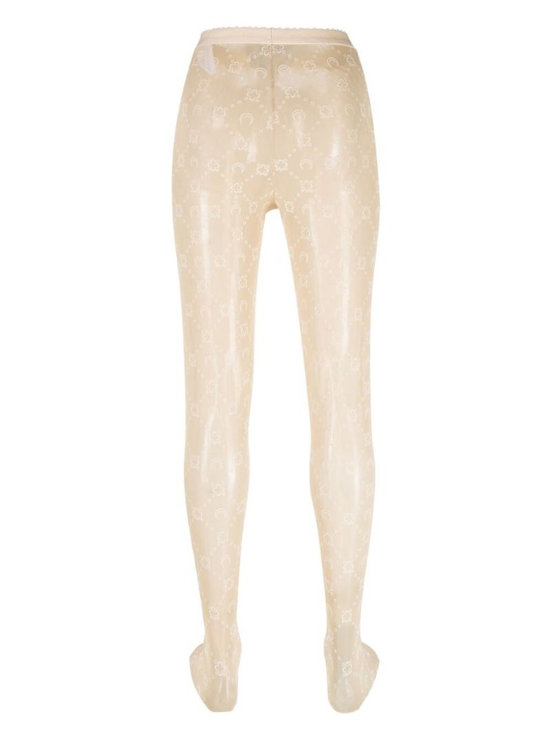 Beige Crescent Moon Semi Sheer Tights