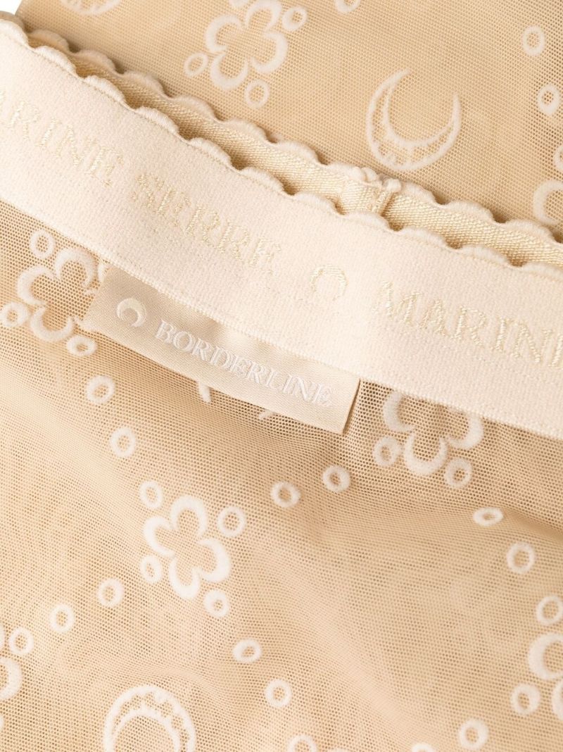 Beige Crescent Moon Semi Sheer Tights