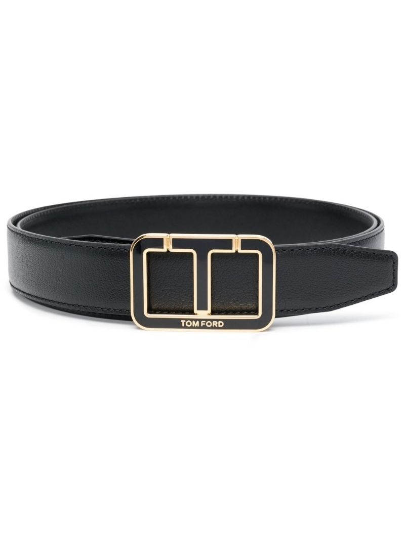 Black Logo Leather Belt