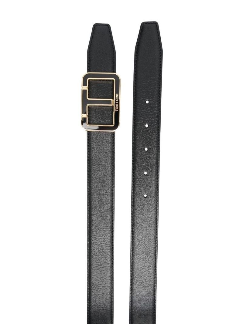 Black Logo Leather Belt