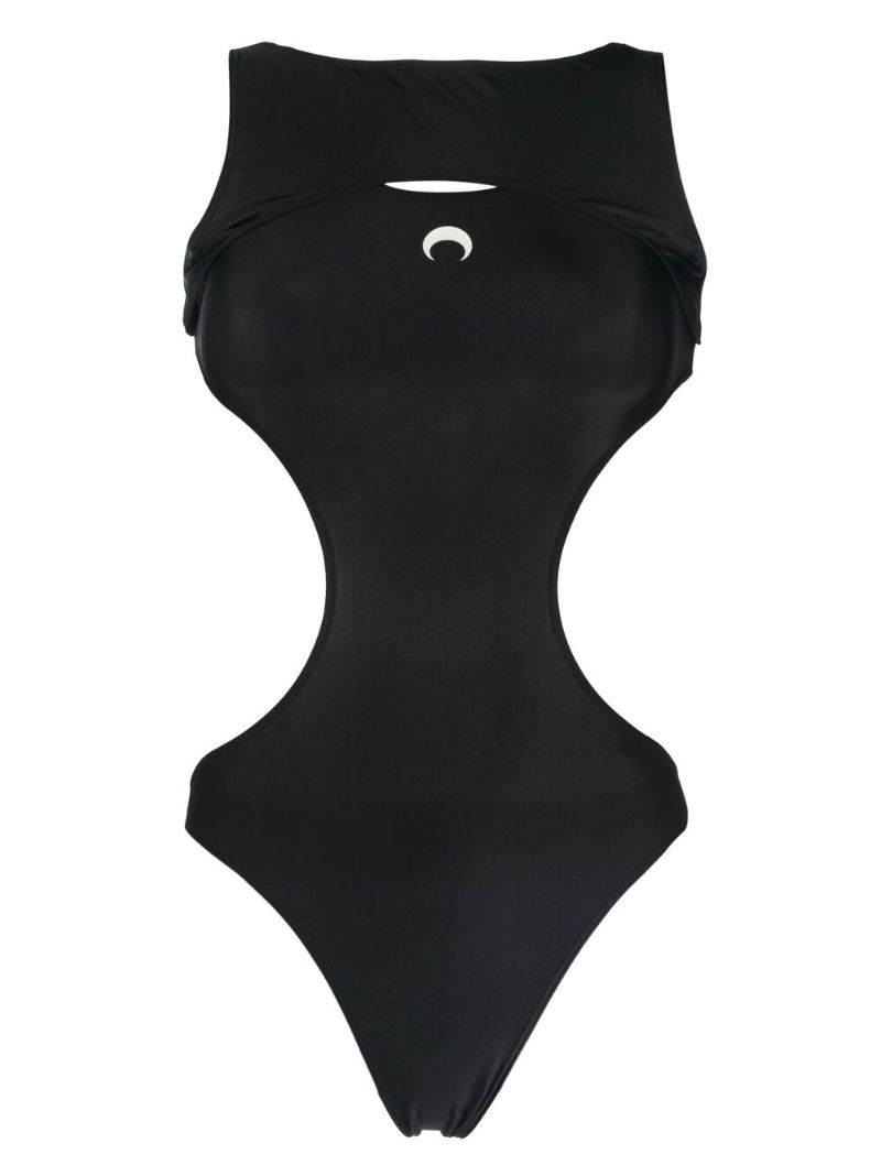 Black Crescent Moon Cut-out Swimsuit