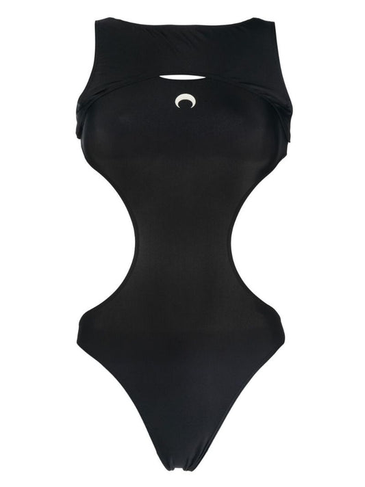 Black Crescent Moon Cut-out Swimsuit