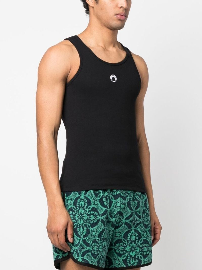 Black Logo Embroidered Vest Top