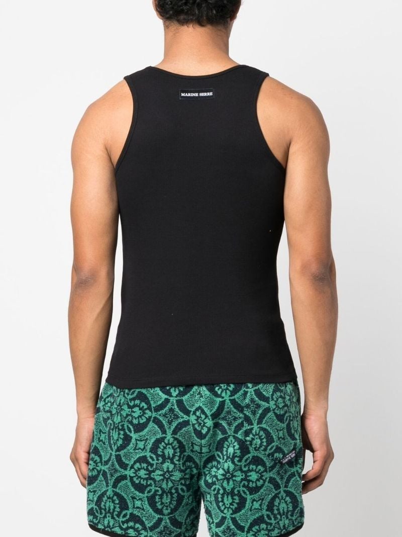 Black Logo Embroidered Vest Top