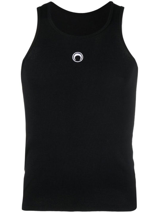 Black Logo Embroidered Vest Top