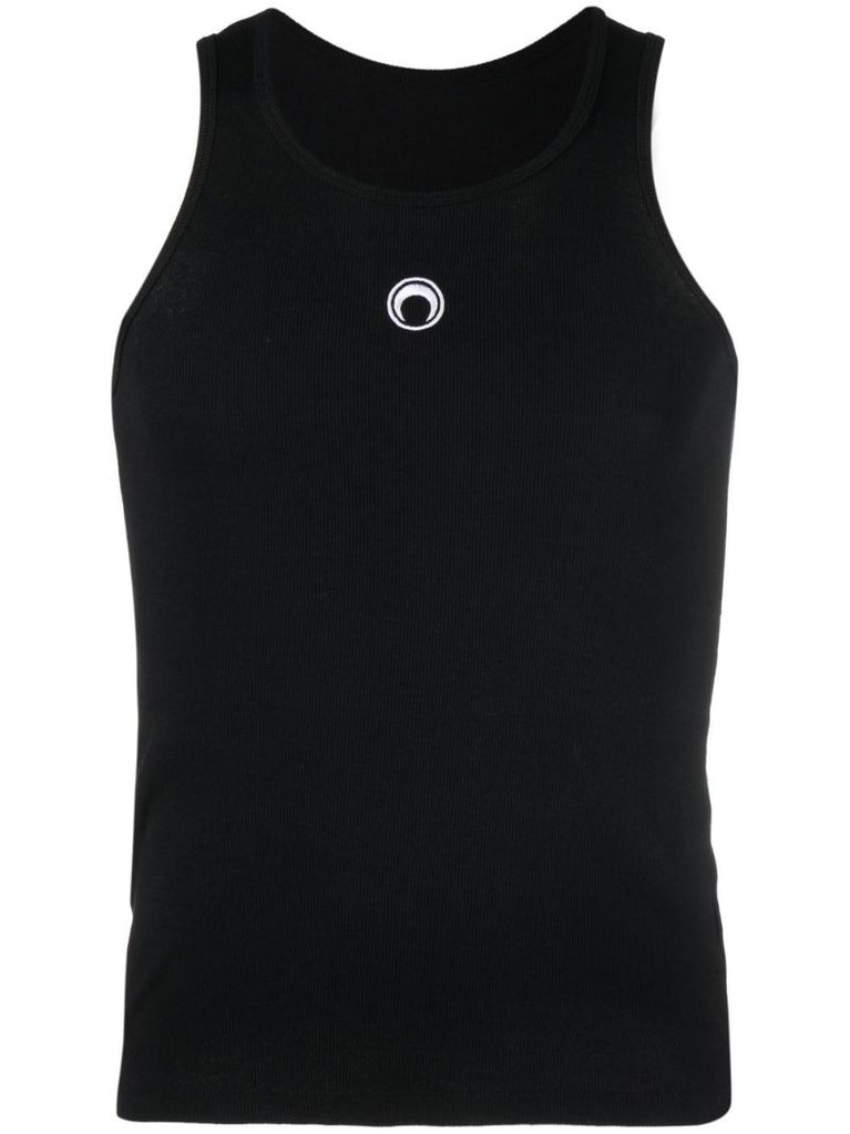 Black Logo Embroidered Vest Top