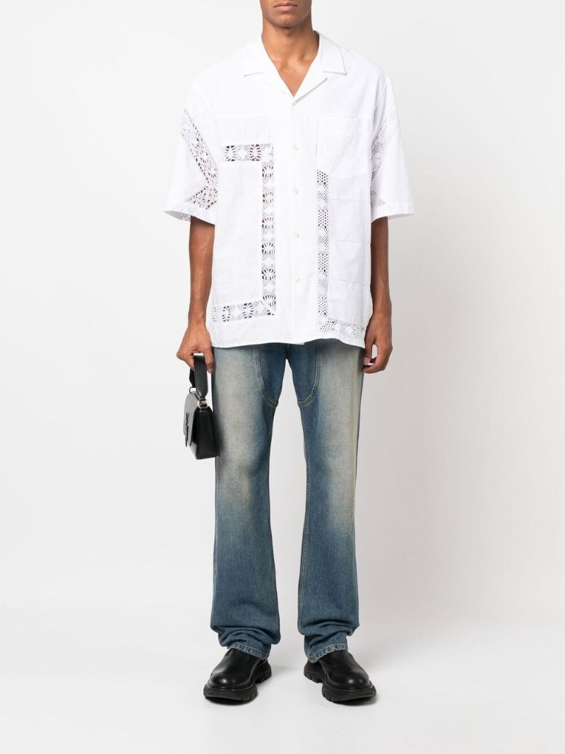 White Regenerated Cotton Bowling Shirt