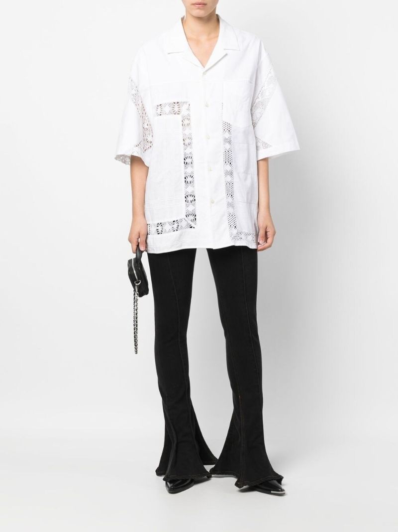 White Regenerated Cotton Bowling Shirt