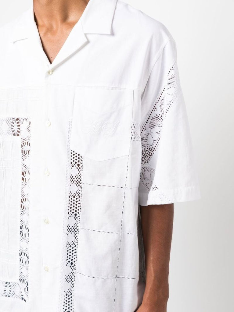 White Regenerated Cotton Bowling Shirt