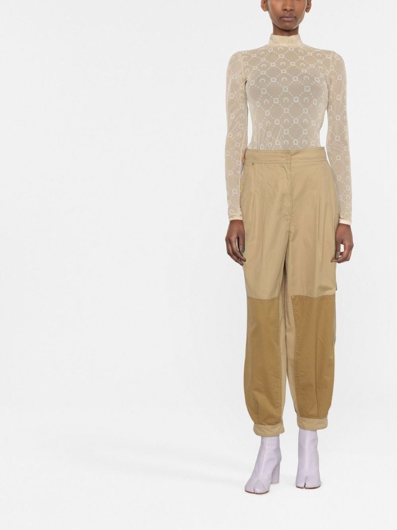 Neutral Second Skin Flocked Mesh Moonogram Top