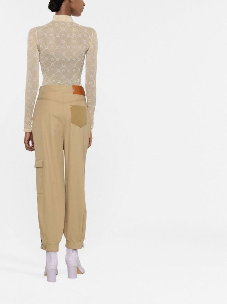 Neutral Second Skin Flocked Mesh Moonogram Top
