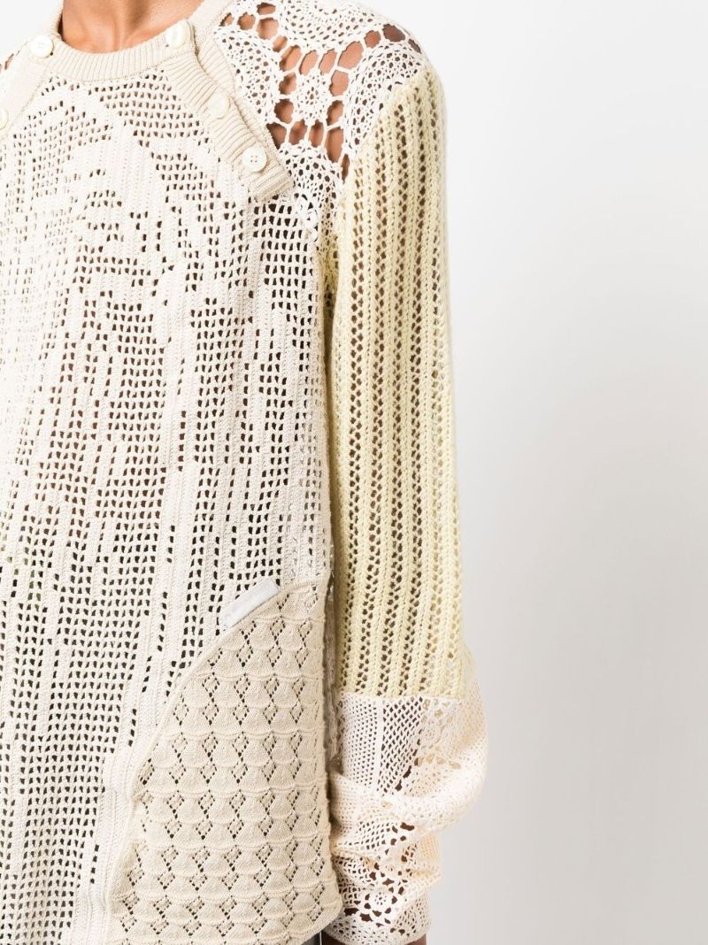 Neutral Crochet Panelled Jumper