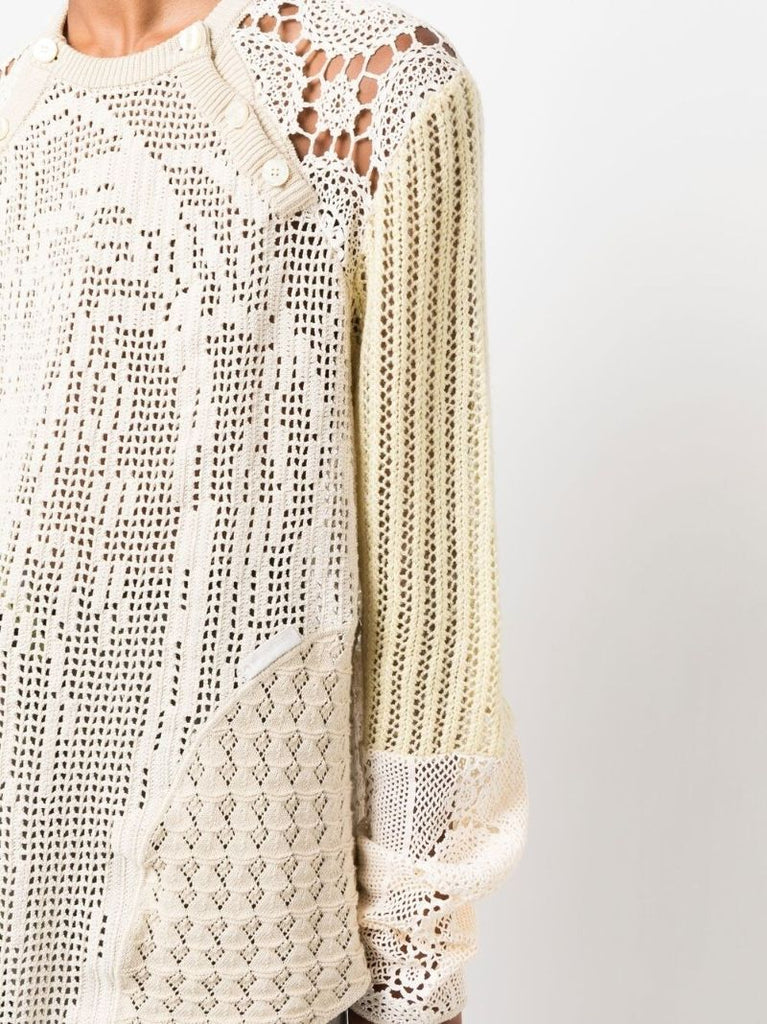 Neutral Crochet Panelled Jumper