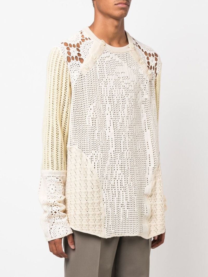 Neutral Crochet Panelled Jumper