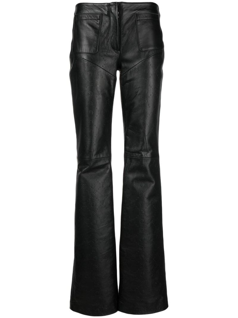 Black Monogram Embossed Leather Trousers