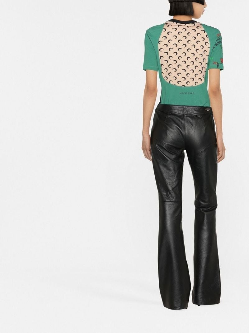Black Monogram Embossed Leather Trousers