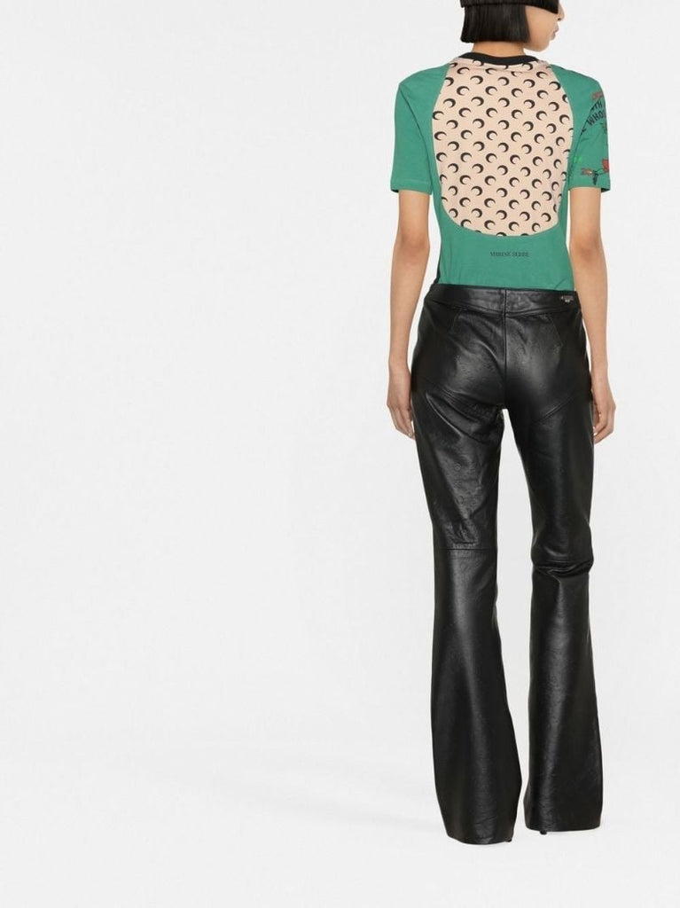 Black Monogram Embossed Leather Trousers