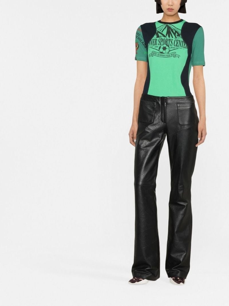 Black Monogram Embossed Leather Trousers
