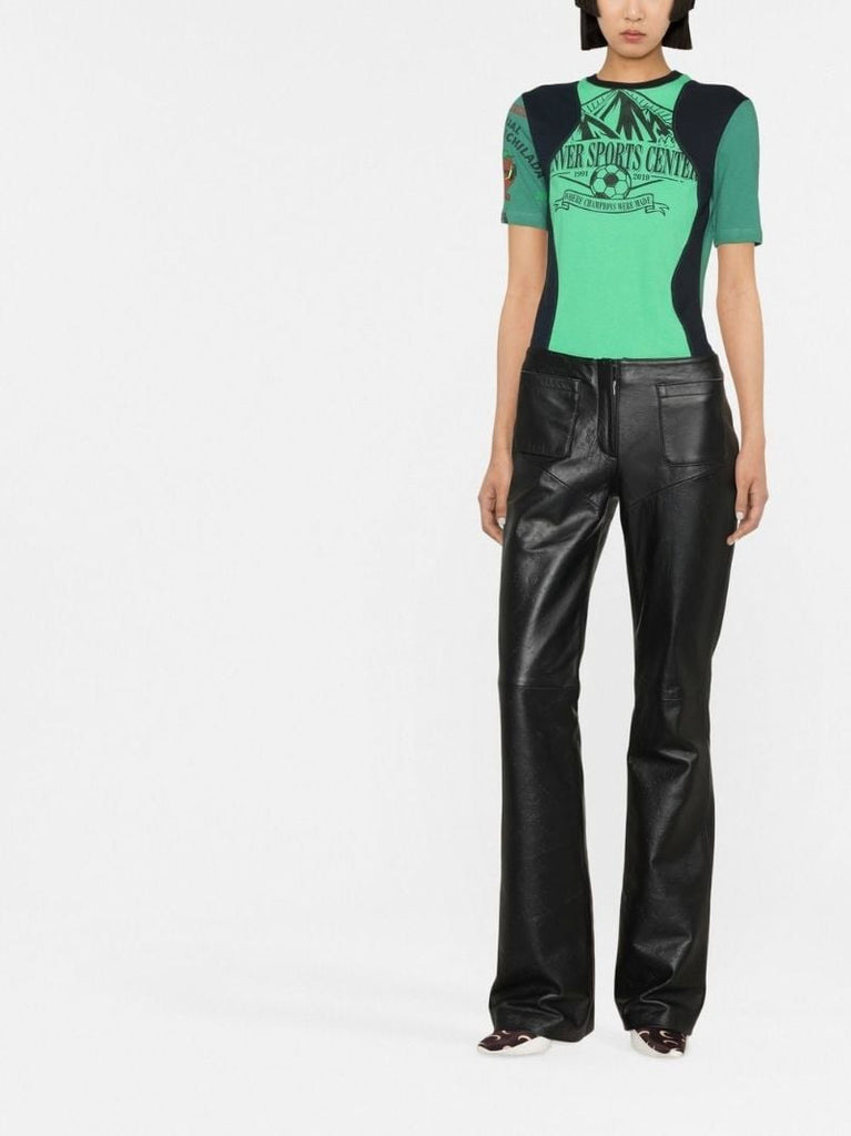 Black Monogram Embossed Leather Trousers