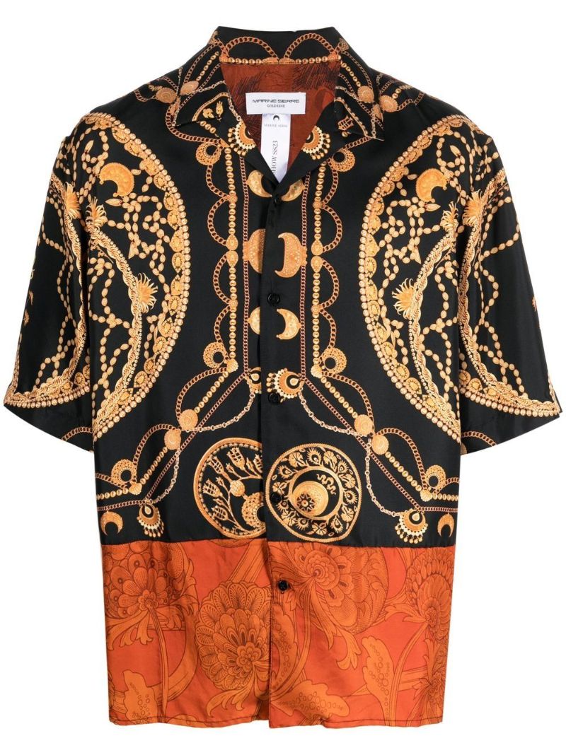 Black Regenerated Silk Ornament Jewellery Shirt