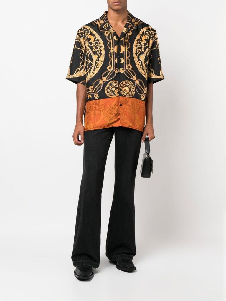 Black Regenerated Silk Ornament Jewellery Shirt