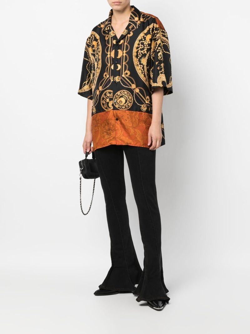Black Regenerated Silk Ornament Jewellery Shirt