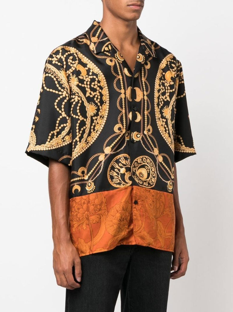 Black Regenerated Silk Ornament Jewellery Shirt