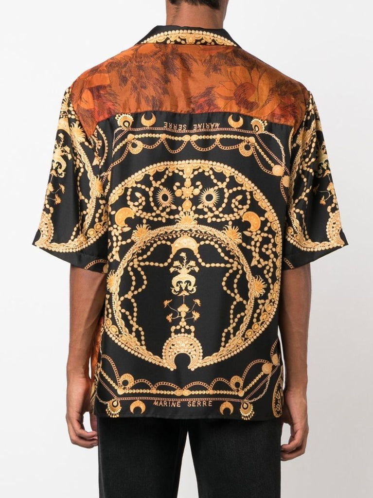 Black Regenerated Silk Ornament Jewellery Shirt