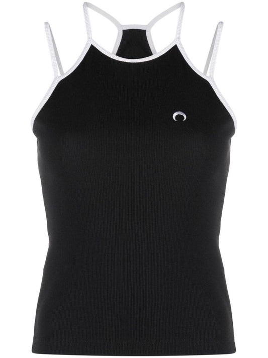 Black Moon Embroidered Sleeveless Top