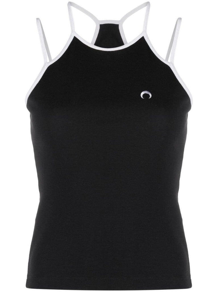 Black Moon Embroidered Sleeveless Top