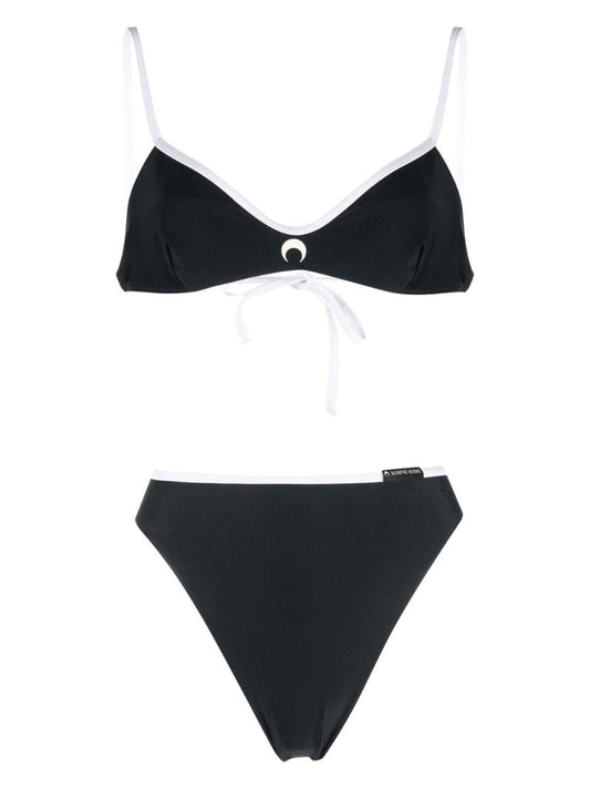 Black Crescent Moon Print Bikini