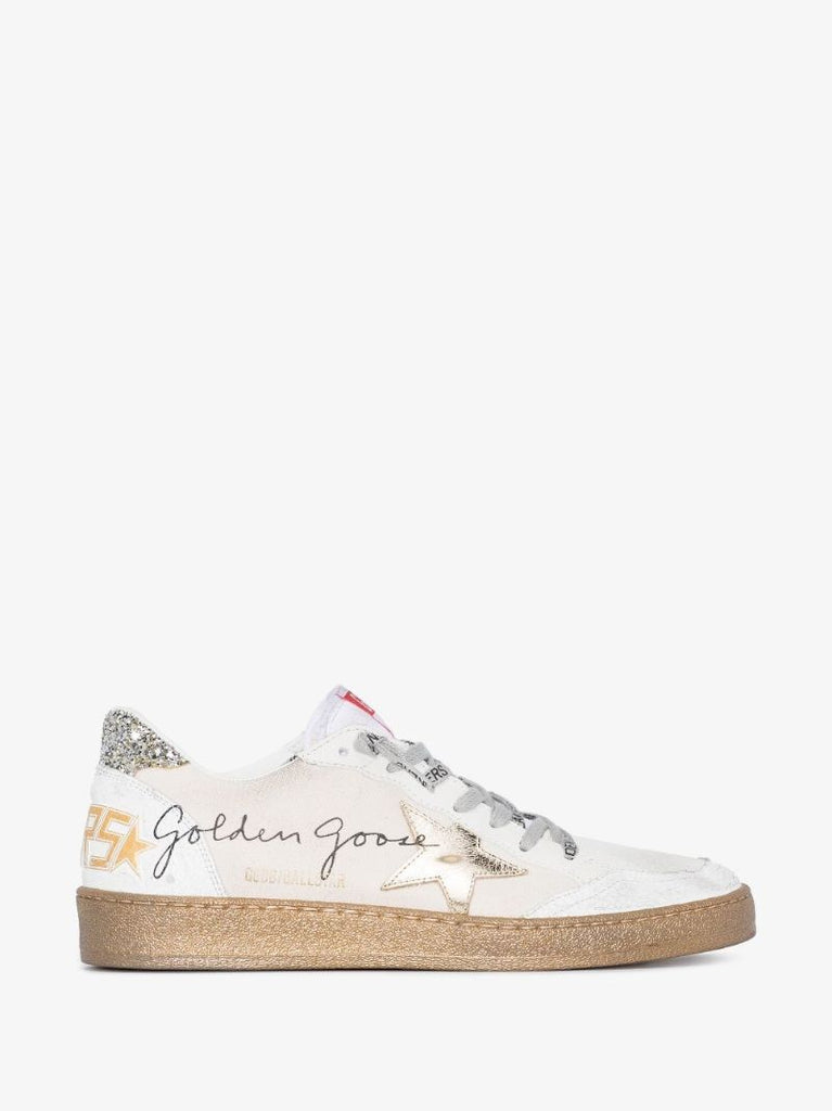 White Ball Star Low Top Canvas Sneakers