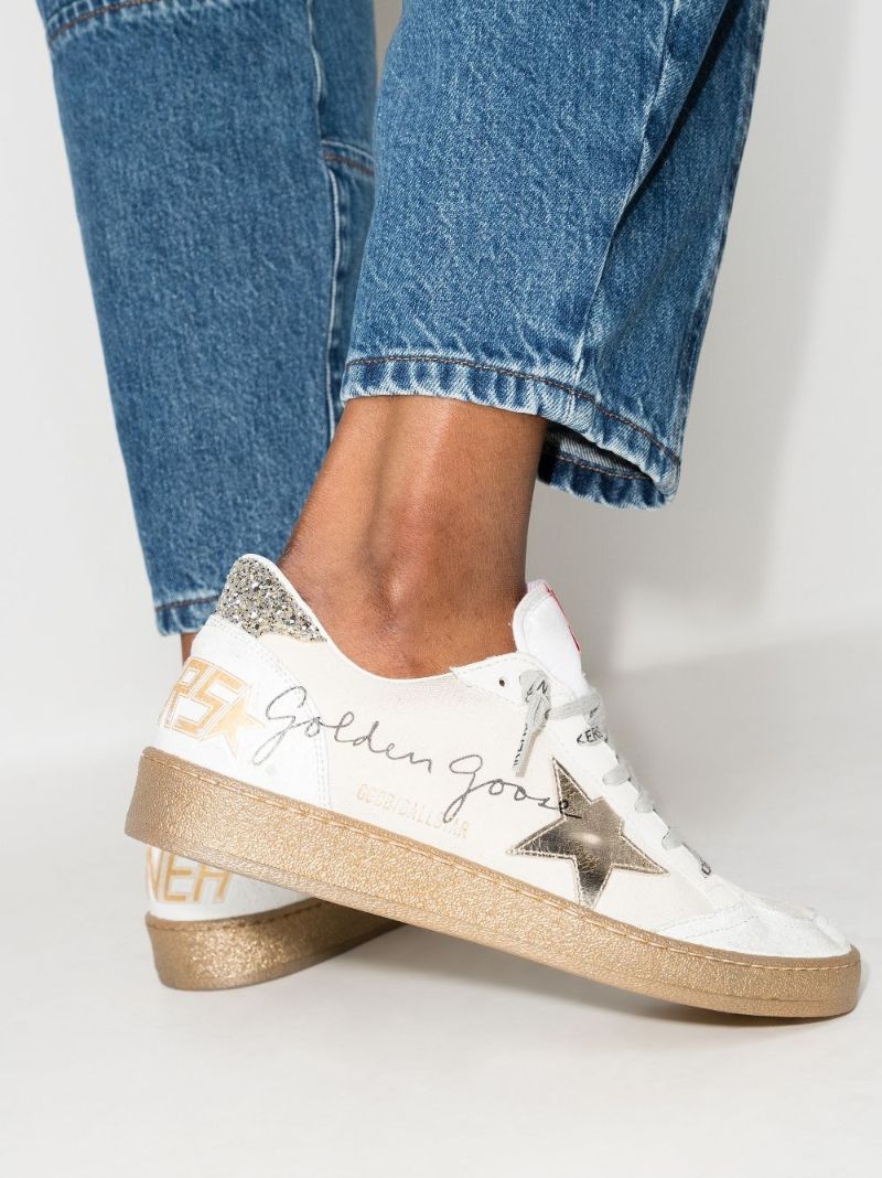 White Ball Star Low Top Canvas Sneakers