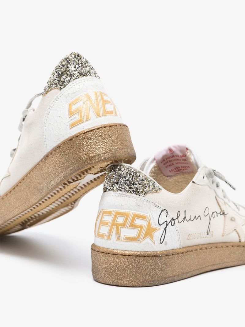 White Ball Star Low Top Canvas Sneakers
